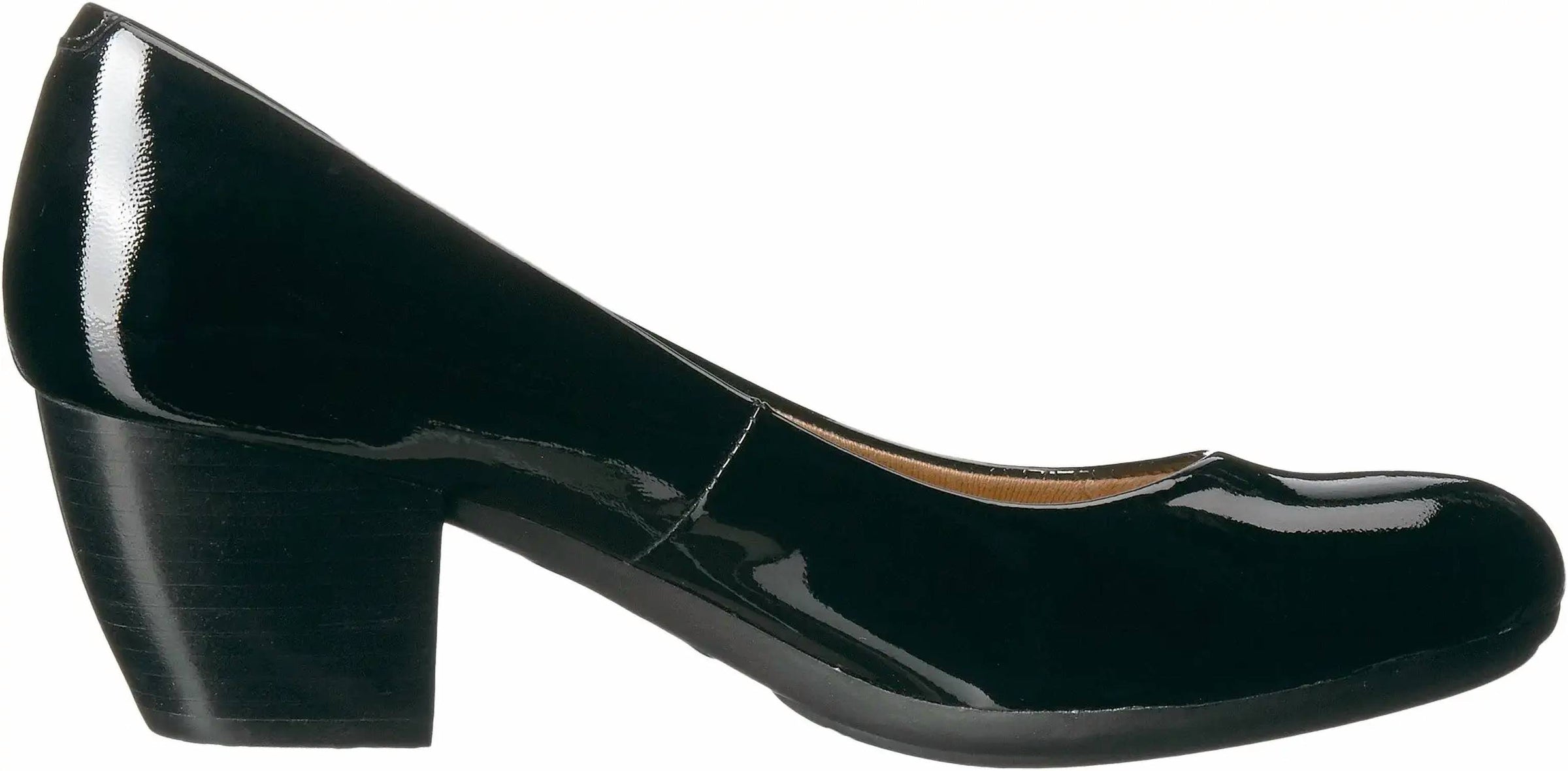 Comfortiva Women's Amora Shoes in black patent - women's heels - detail view
