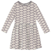 Kickee - Girls' Bamboo Print Long Sleeve Twirl Dress