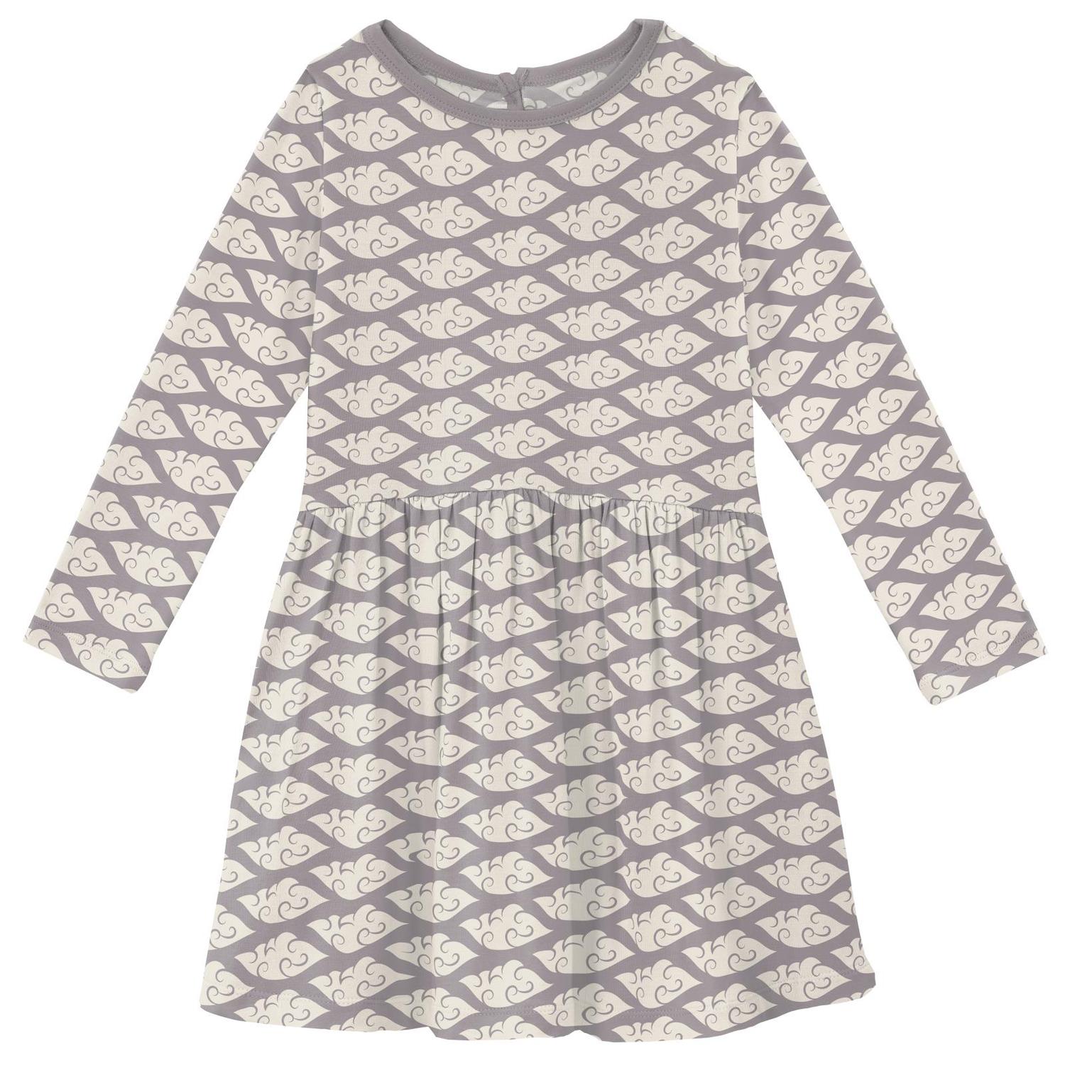 Kickee - Girls' Bamboo Print Long Sleeve Twirl Dress