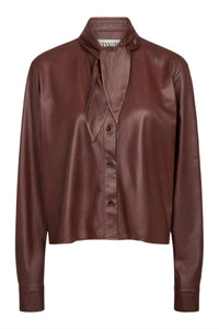 TWP Tie Insert Shirt in cigar - women's long sleeve top - view 4