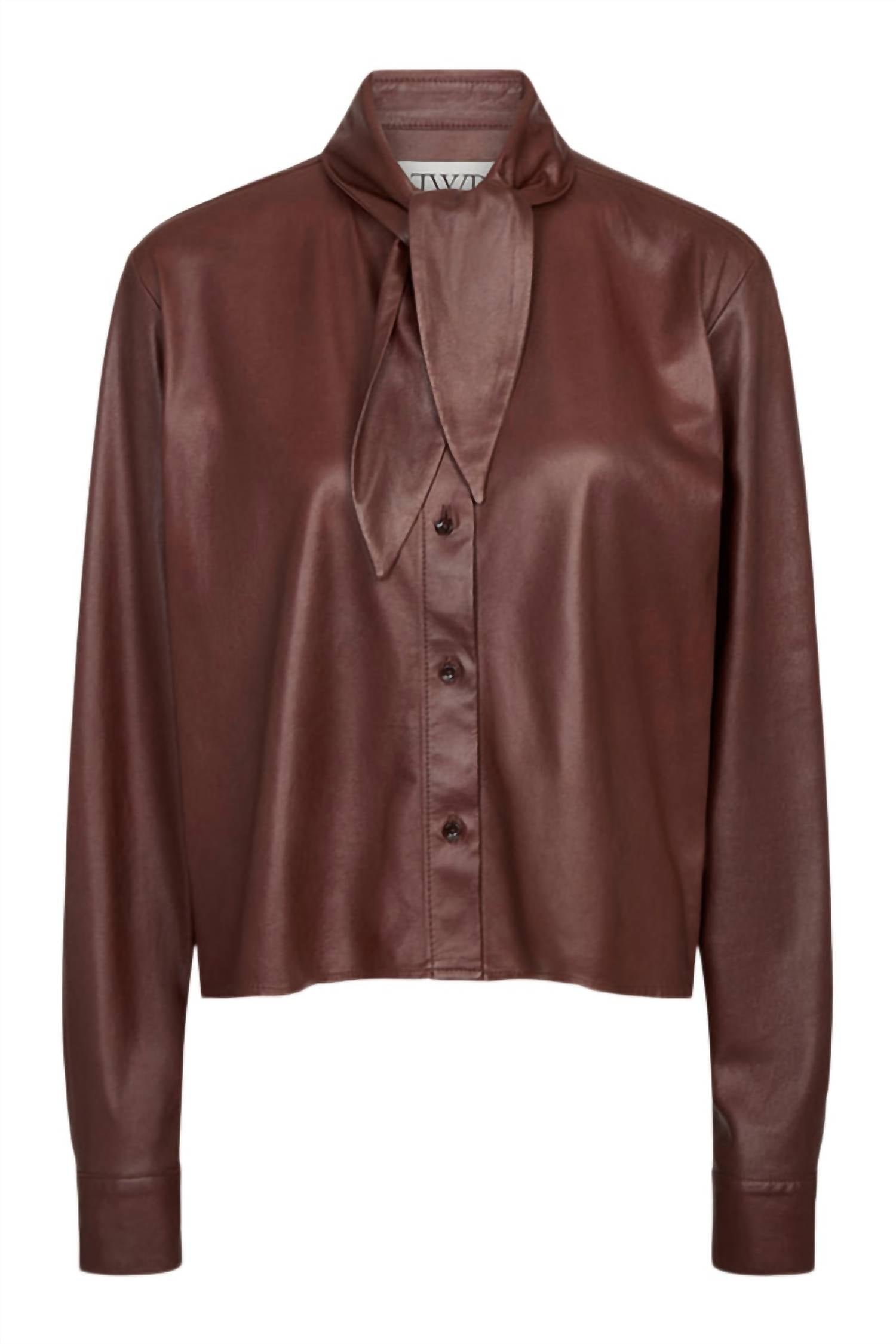 TWP Tie Insert Shirt in cigar - women's long sleeve top - view 4