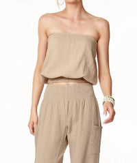 Bobi - Smocked Hem Tube Top