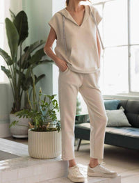 Joh Felix Stretch Crepe Knit Pant in beige - women's pants - view 4