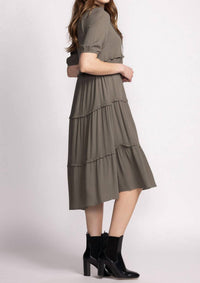 PINK MARTINI Zoey Midi Dress in olive - women's dress - detail view