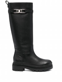 Salvatore Ferragamo Women's Vara Chain Knee-high Boots in black - women's shoe - view 41