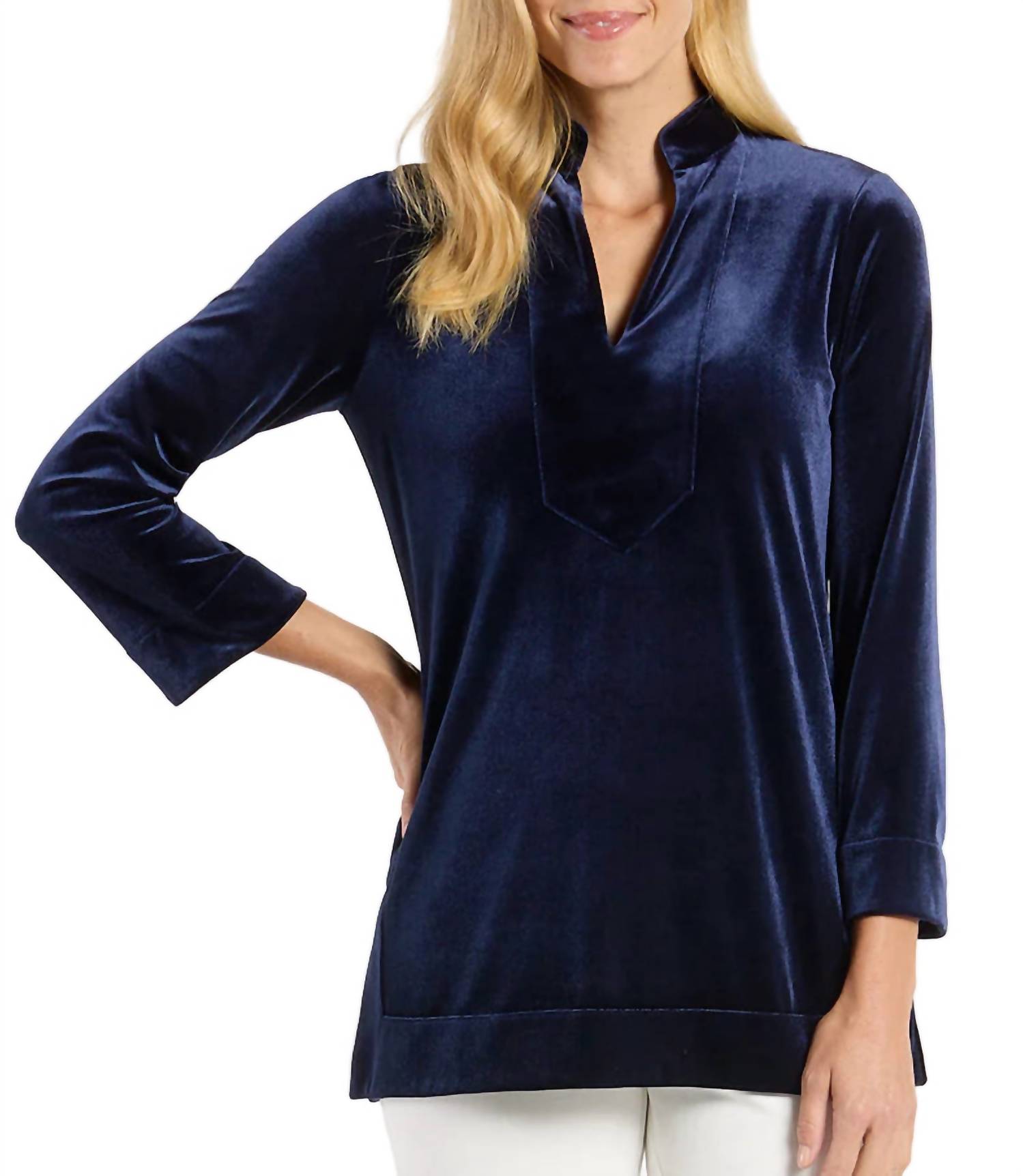 JUDE CONNALLY Chris Long Sleeve Tunic Top in navy - women's shirt