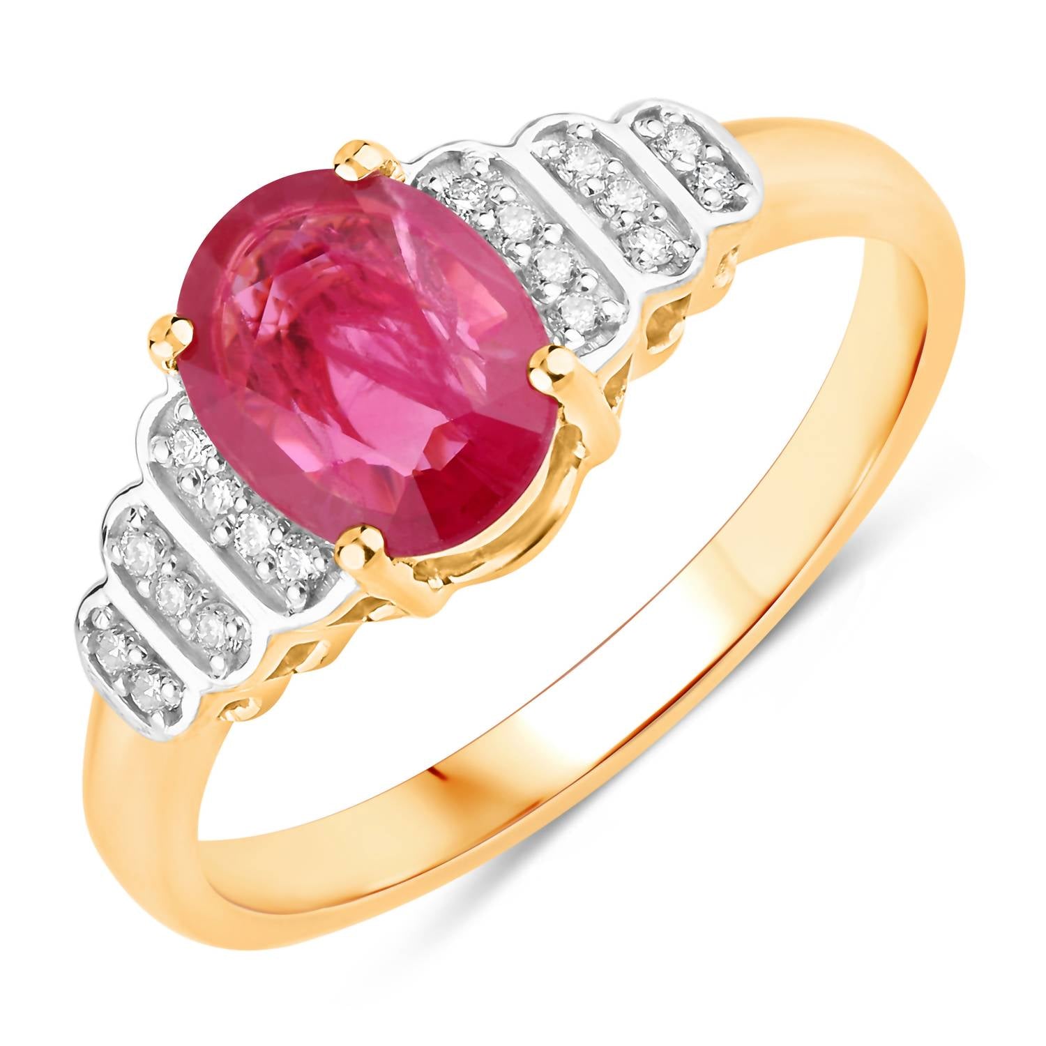 Diana M Jewels Women's Oval Natural Ruby Fashion Ring (1.52 Ct) - Classic in 14k yellow gold - women's jewelry