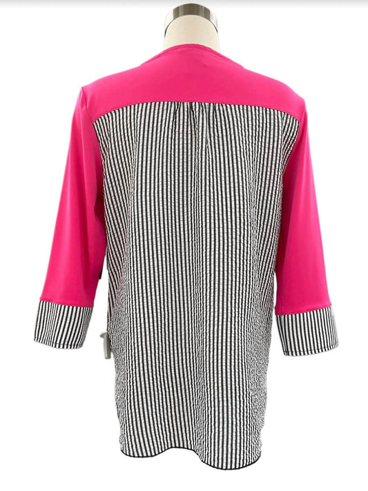 Multiples - Stripe/solid Knit Pocket Top