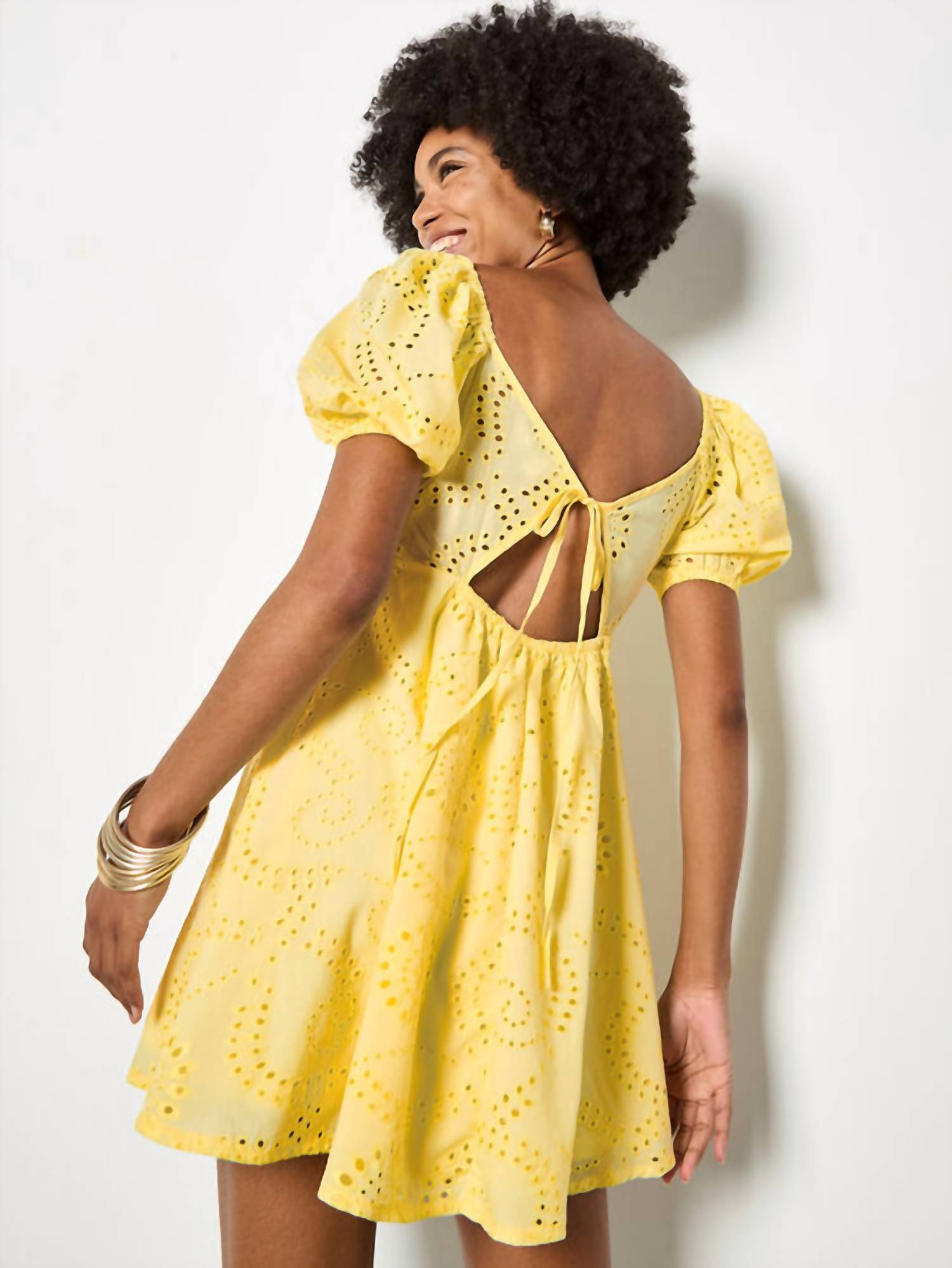 Apricot - Broderie Tie Back Mini Dress
