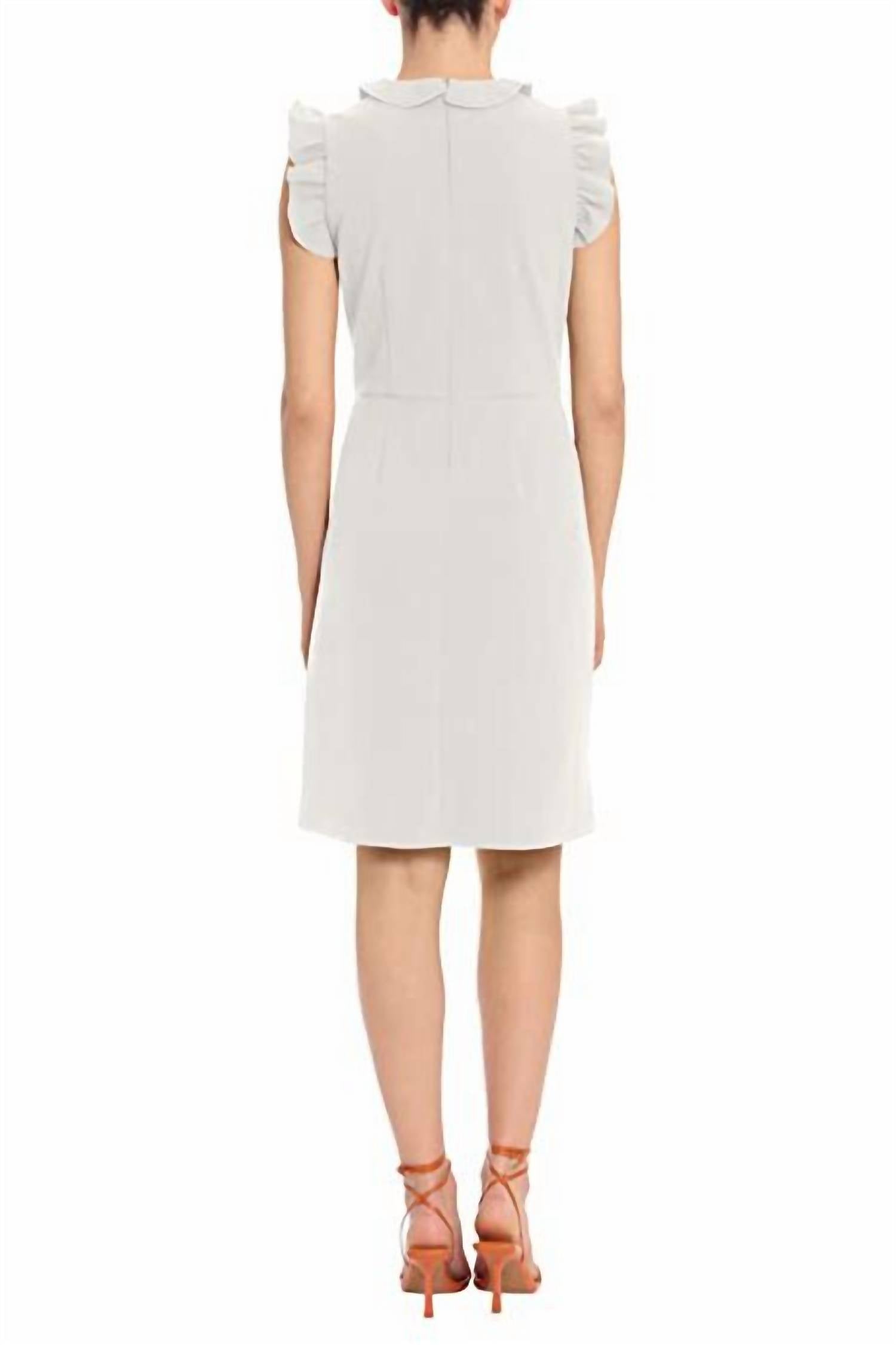 Maggy London - Ruffle Sleeves Short Crepe Dress