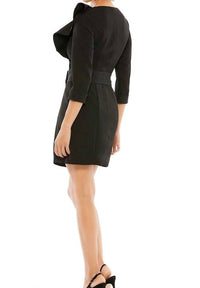 Mac Duggal - Ruffled Faux Tuxedo Mini Dress