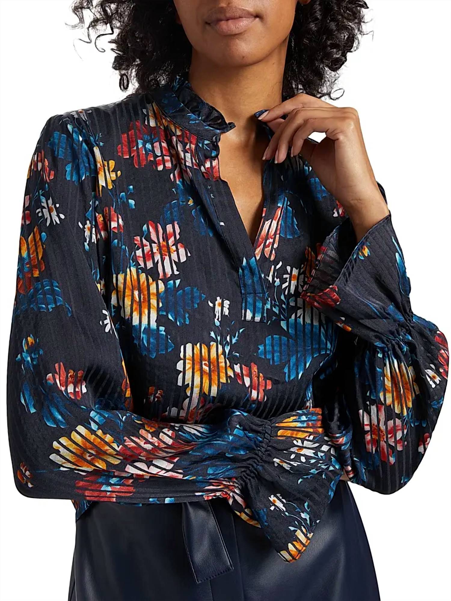 Elie Tahari - Hollis Floral & Stripe Blouse