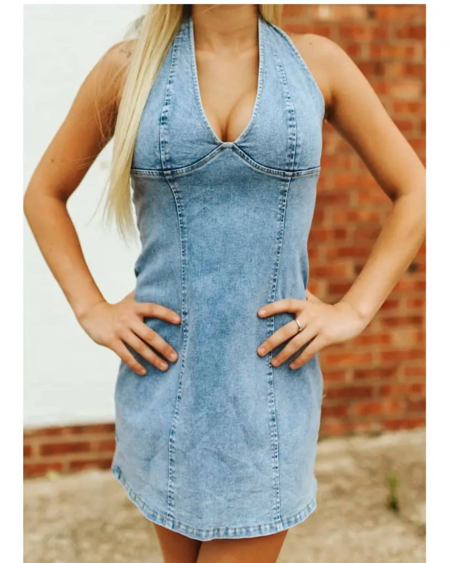 Lucky & Blessed - Halter Denim Dress