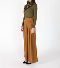 GRACIA Wide Leg Solid Palazzo Flowy Pants in brown - women's pants - alternate view