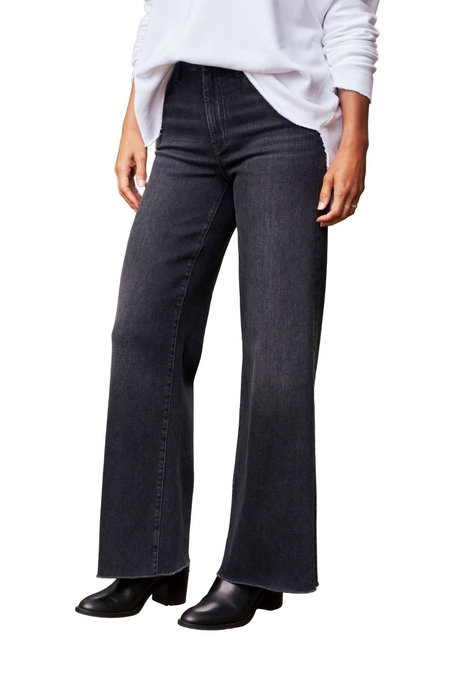 Frank & Eileen East Galway Long Gaucho Jeans in 1981 washed black - women's jeans