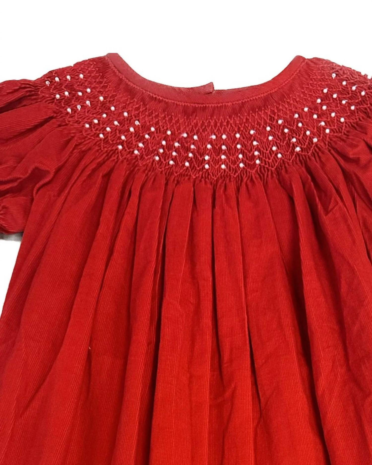 Delaney - Girl's Corduroy Smocked Pearl Bishop Dress