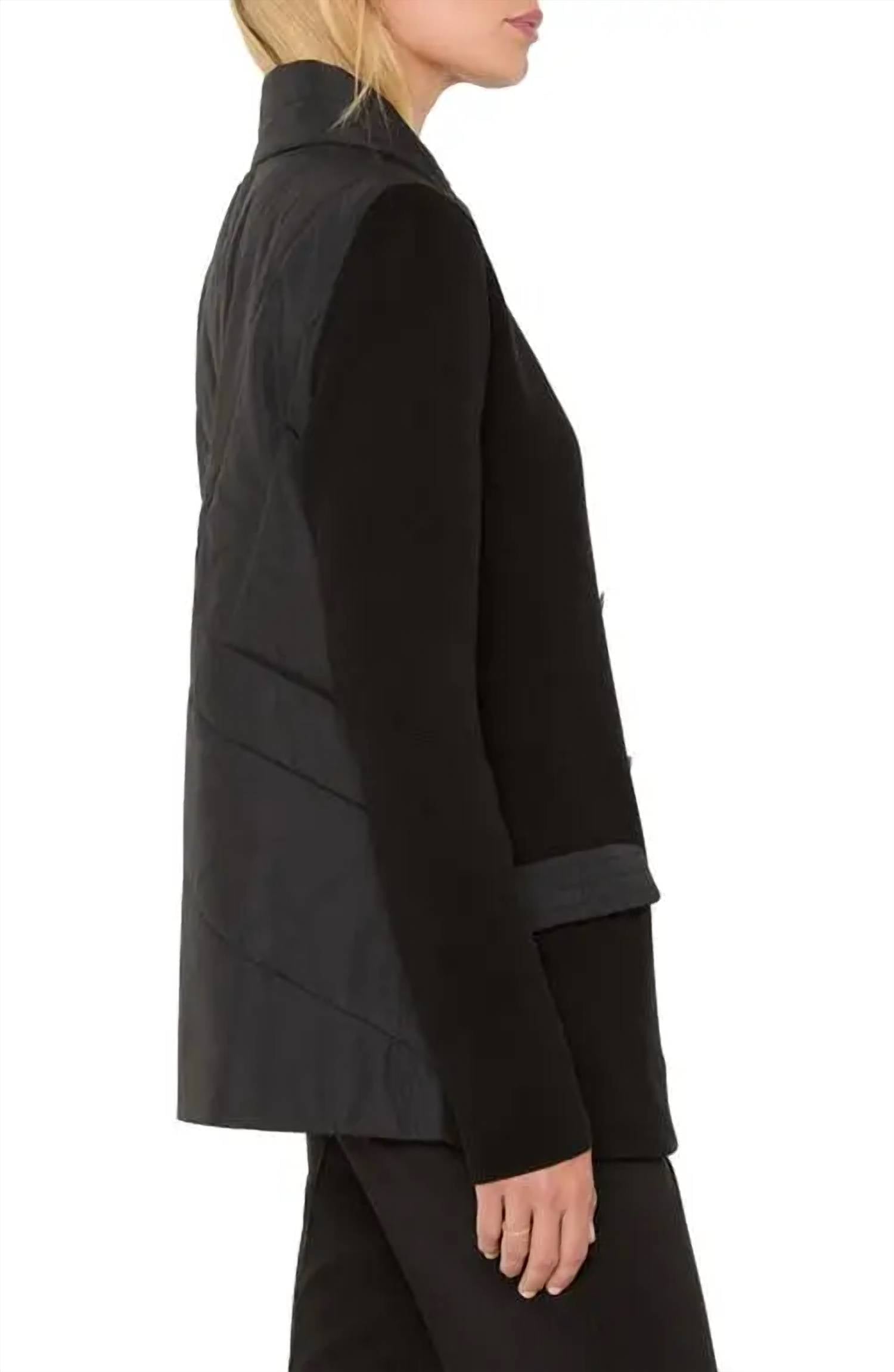 Nic + Zoe PUFF BACK BLAZER in black onyx - women's jacket - detail view