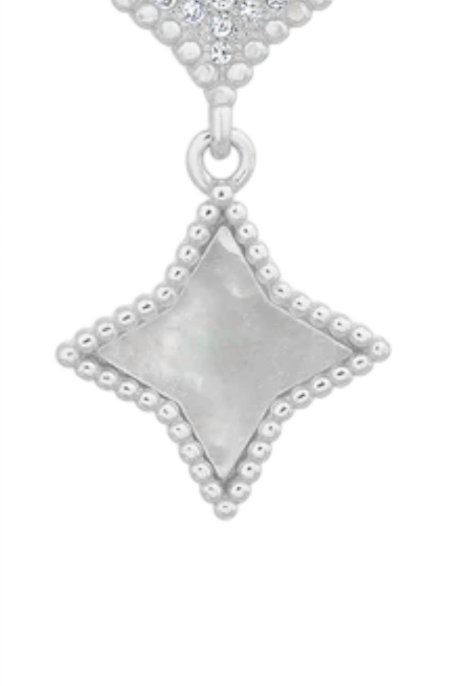 Allyanna Gifts - Women's Cubic Zirconia Enamel Diamond Shape Dangling Earrings