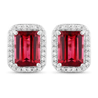 Diana M Jewels Women's Octagon Natural Rubellite Stud Earrings (3.08 Ct) - Signature Plus in 14k white gold - women's jewelry