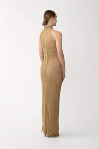 SAU LEE Santana Crystal Dress in gold - women's dress - alternate view