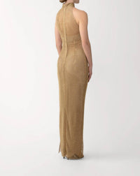SAU LEE Santana Crystal Dress in gold - women's dress - detail view