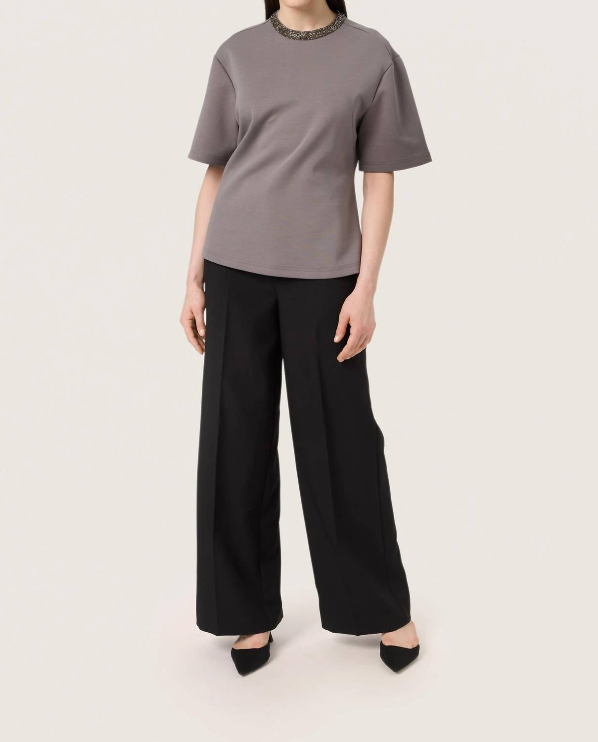 Soaked In Luxury - Magana Glitter Short Sleeves Blouse