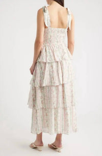 Zoe And Claire - Floral Printed Tiered Dress