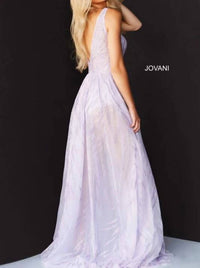 Jovani - V-neck Embroidered Evening Gown