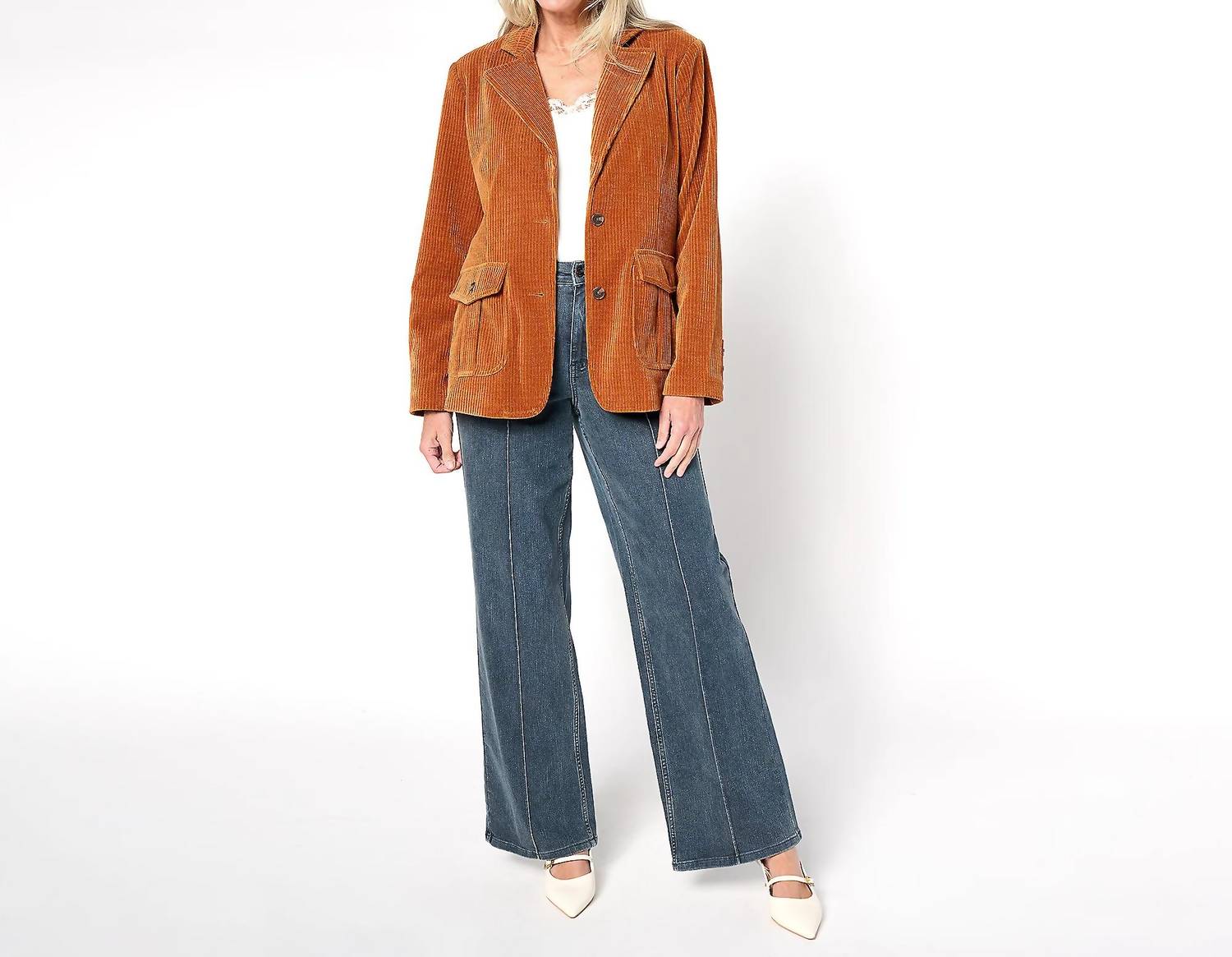 By Stacy London - Button Front Stretch Corduroy Jacket