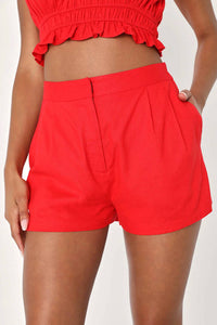 Lulus - Hotter Temps Linen Ruffled Two-piece Romper Set