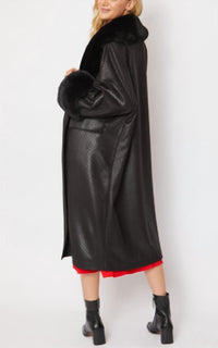 Jayley - Jayley Oversized Faux Suede Jacket With Detachable Faux Fur Cuffs & Collar