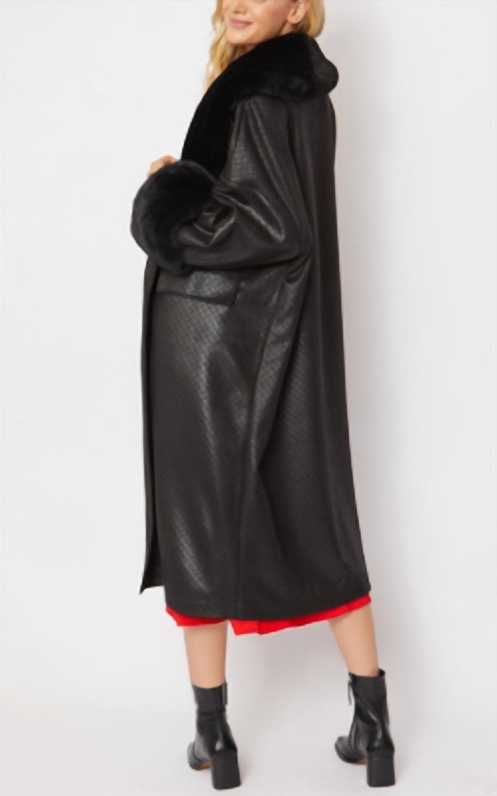 Jayley - Jayley Oversized Faux Suede Jacket With Detachable Faux Fur Cuffs & Collar