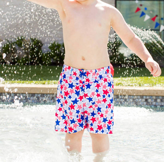 Rufflebutts - Boys Star-Spangled Swim Trunks