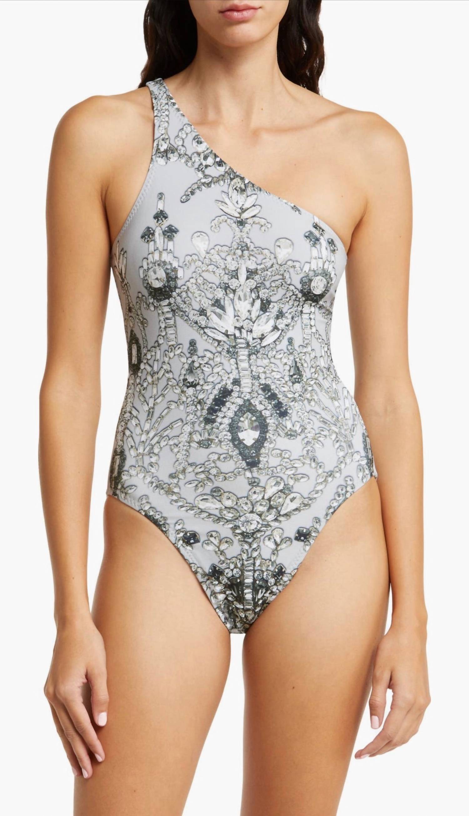 NORMA KAMALI One-shoulder One-piece Swimsuit in light jewels - women's swimwear