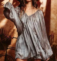 Bucketlist - Feather V Neck Blouse Top