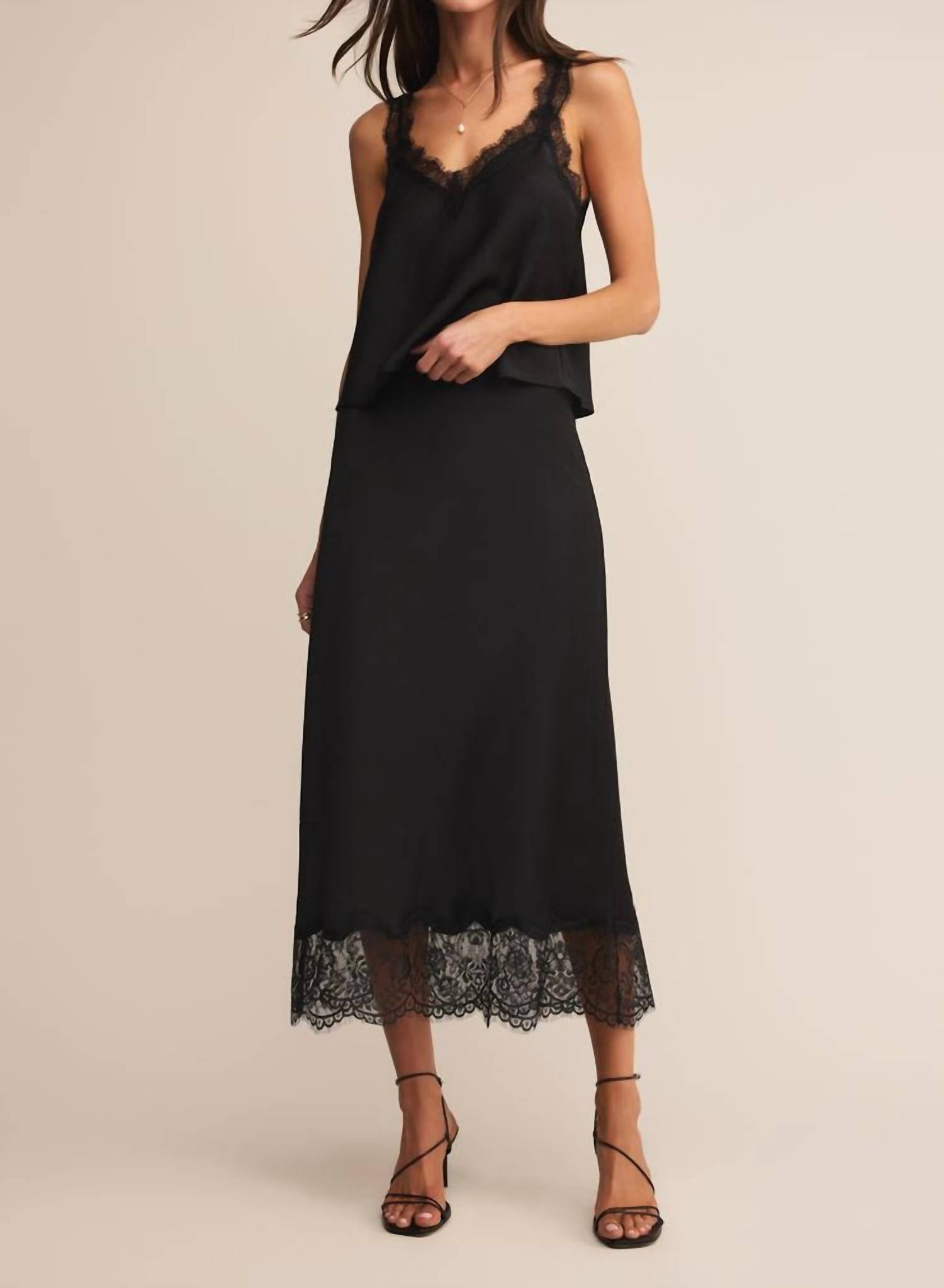 Z Supply Cinder Lace Trim Maxi Skirt in black - women's skirt - alternate view