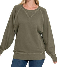 Zenana - Pigment Dyed French Terry Pullover Sweater – Plus Size