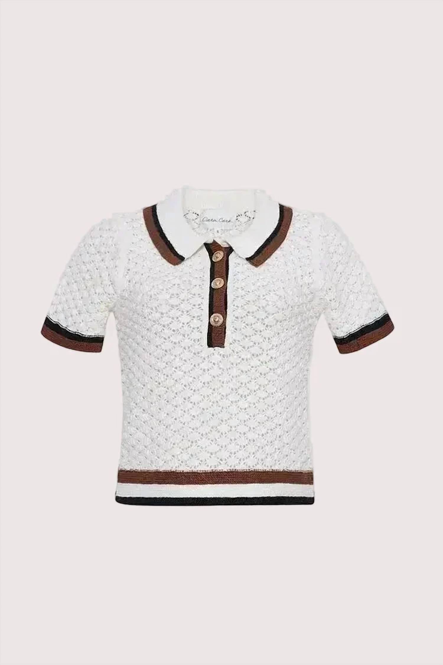Cara Cara - Ginger Crochet Awning Knit Polo Shirt