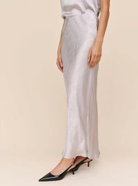 Bella Dahl Sleek Bias Maxi Skirt in silver - women's skirt - detail view