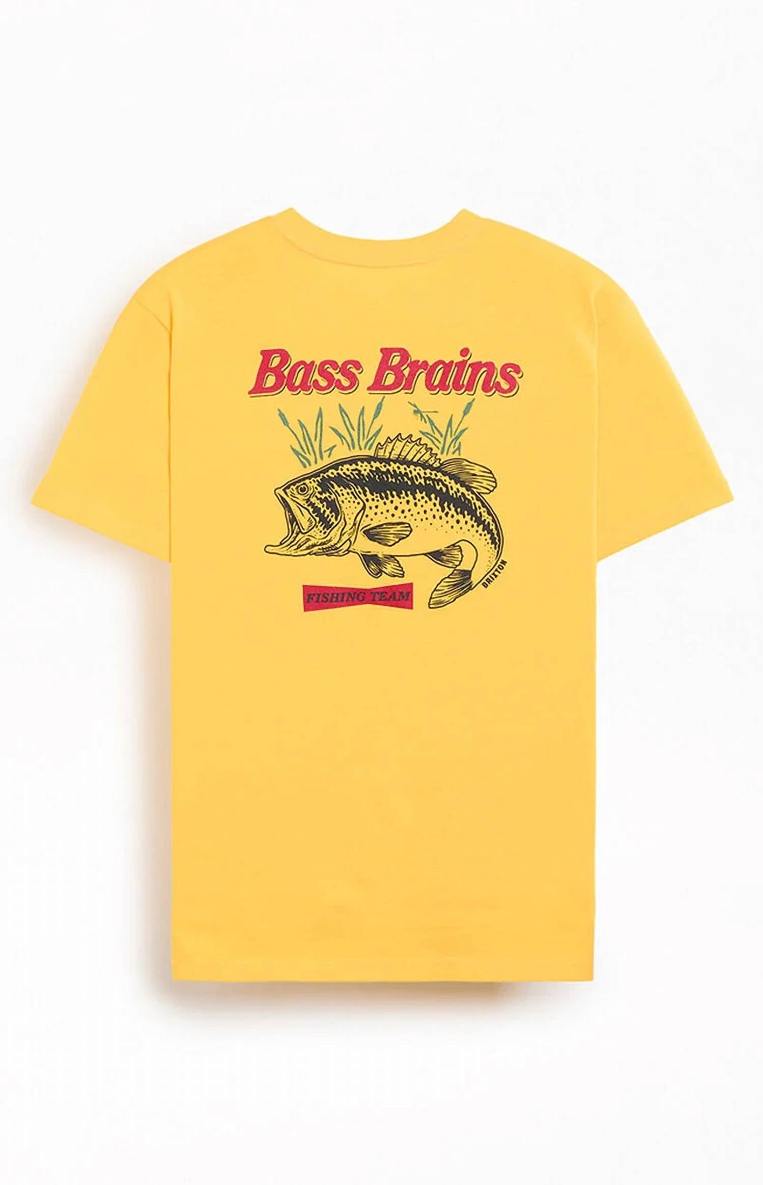 Brixton Men's Fishing Team T Shirt in yellow - men's t-shirt - detail view