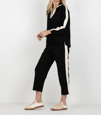 Emily McCarthy Long Sleeve Poppy Tee in midnight vanilla - women's long sleeve top - detail view