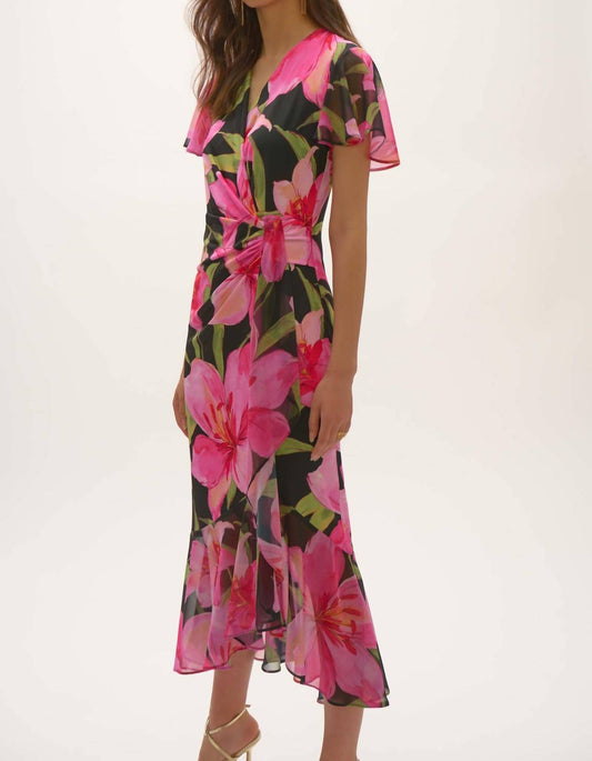 Joseph Ribkoff - Floral Ruched Midi Dress