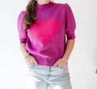 Sugarlips - Russel Heart Puff Sleeve Sweater