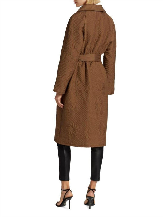 Elie Tahari - Women's Quilted Floral Stitch Wrap Coat