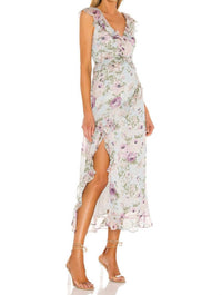 ASTR Tempest Dress in ivory lilac floral - women's dress - detail view