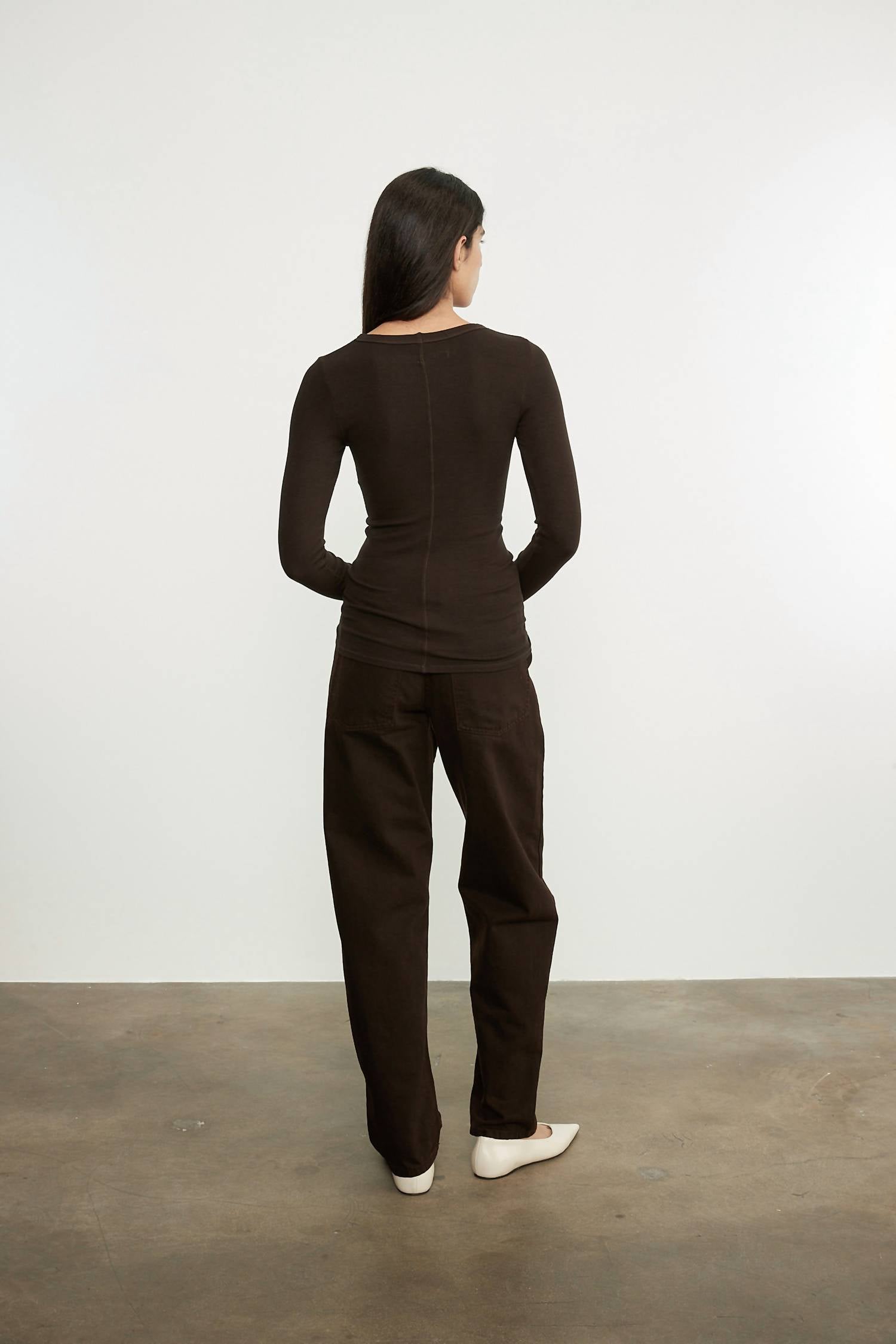 Enza Costa - SILK KNIT LONG SLEEVE CREW TEE