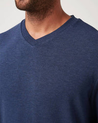 TravisMathew Amenities V-neck Crew Sweater in heather blue nights - men's sweater - view 4