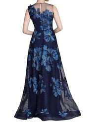 Teri Jon - Floral Embroidered Tulle Gown