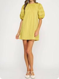 Strut & Bolt - Reverse Pintuck Puff Sleeve Mini Dress