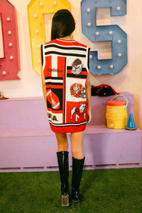 QUEEN OF SPARKLES Uga Icon Sweater Tank Dress in red white - women's dress - alternate view